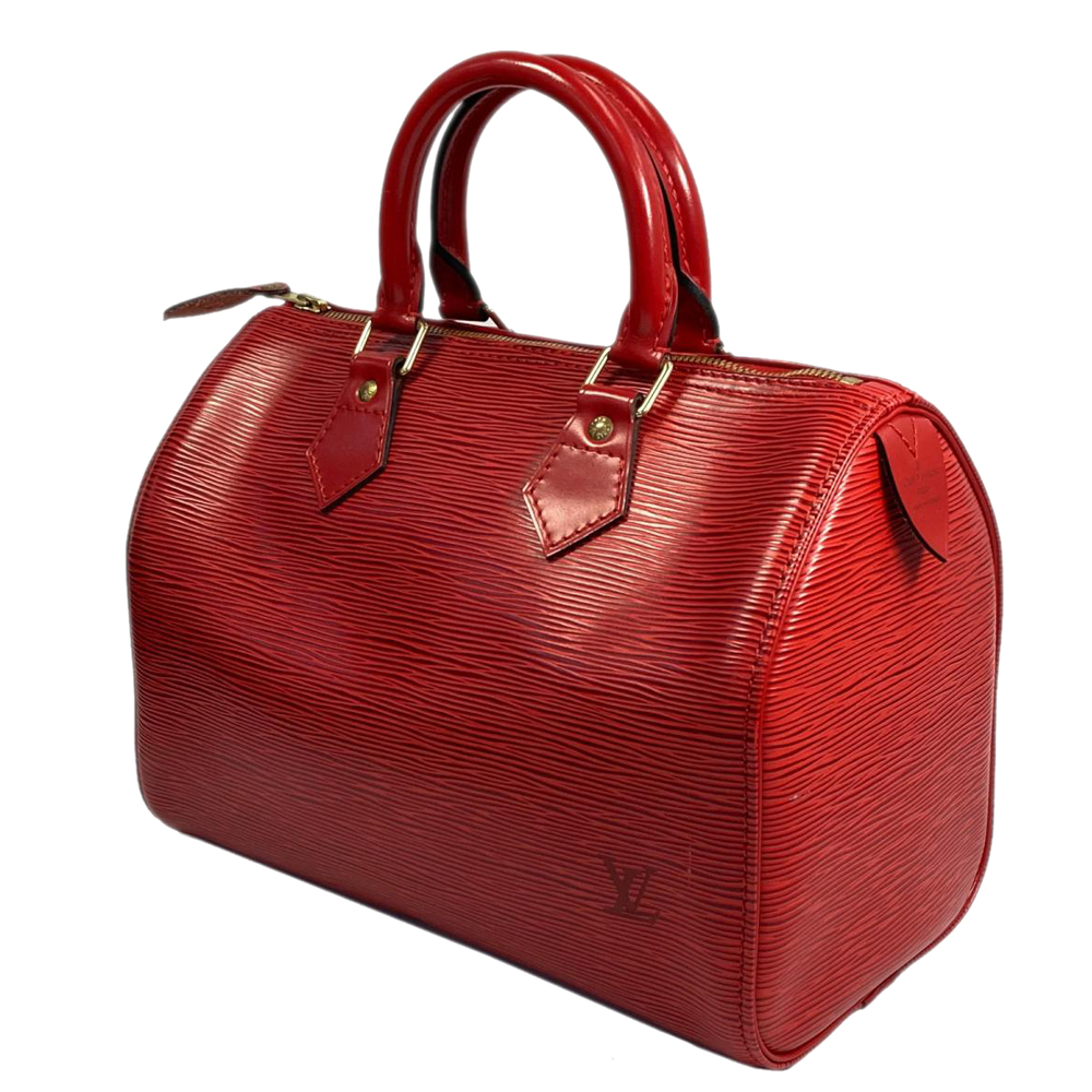 

Louis Vuitton Red Epi Leather Speedy 25 Satchel Bag
