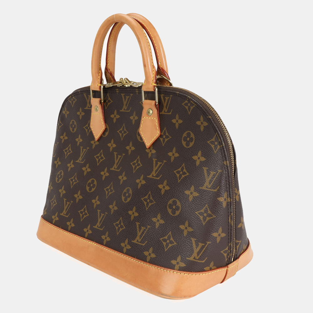 

Louis Vuitton Brown Monogram Canvas Leather Alma MM Satchel Bag