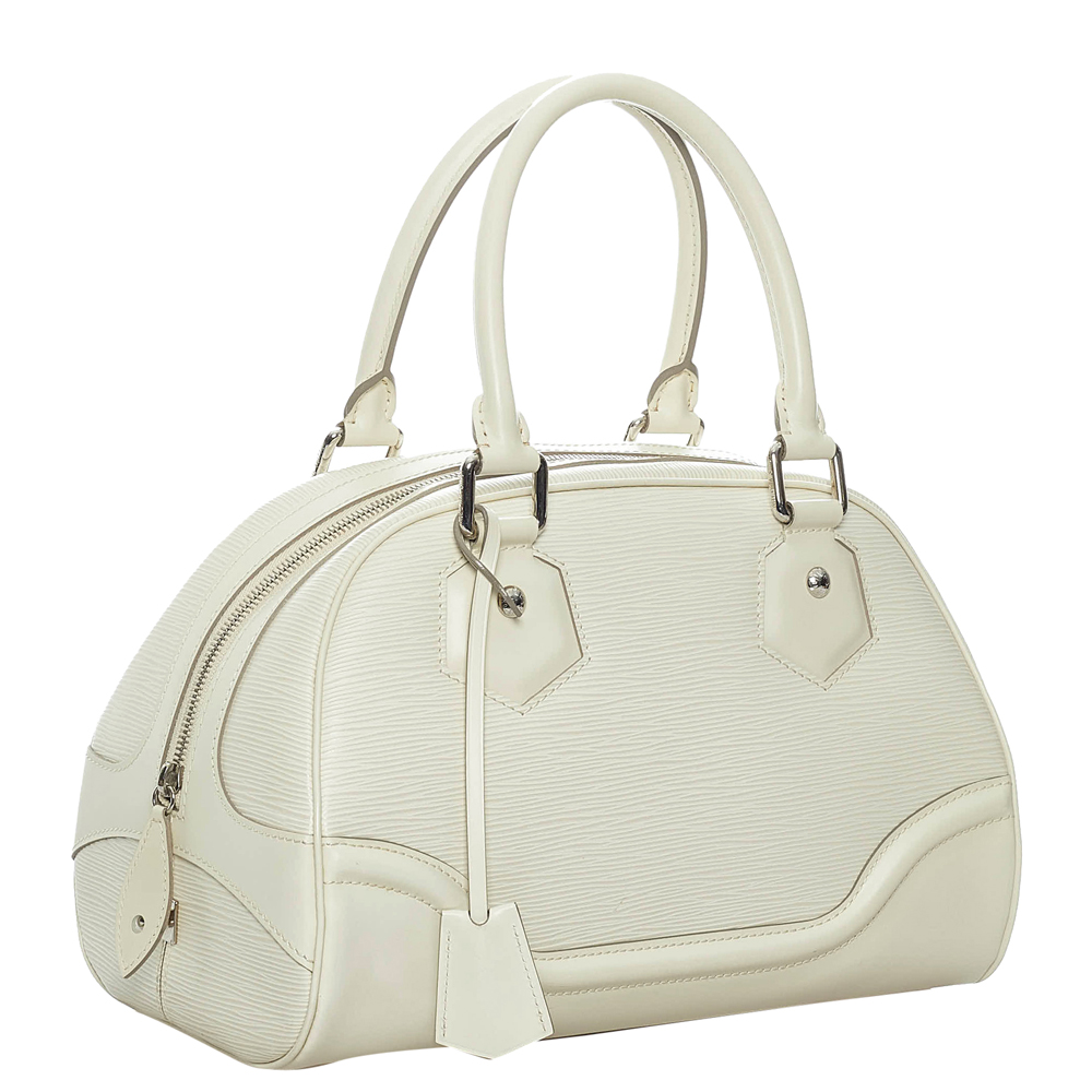 

Louis Vuitton White Epi Leather Bowling Montaigne PM Bag