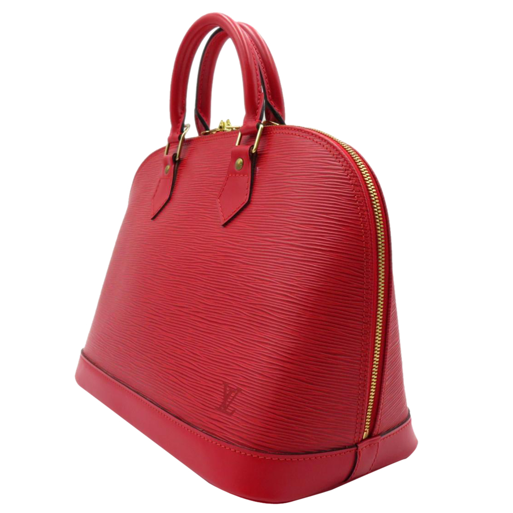 

Louis Vuitton Red Epi Leather Alma PM Satchel Bag