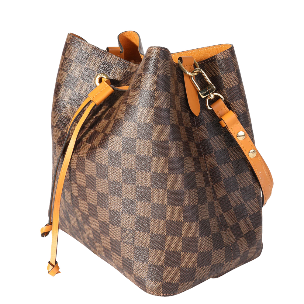 

Louis Vuitton Safran Yellow Leather Damier Ebene Canvas NeoNoe MM Bag, Brown