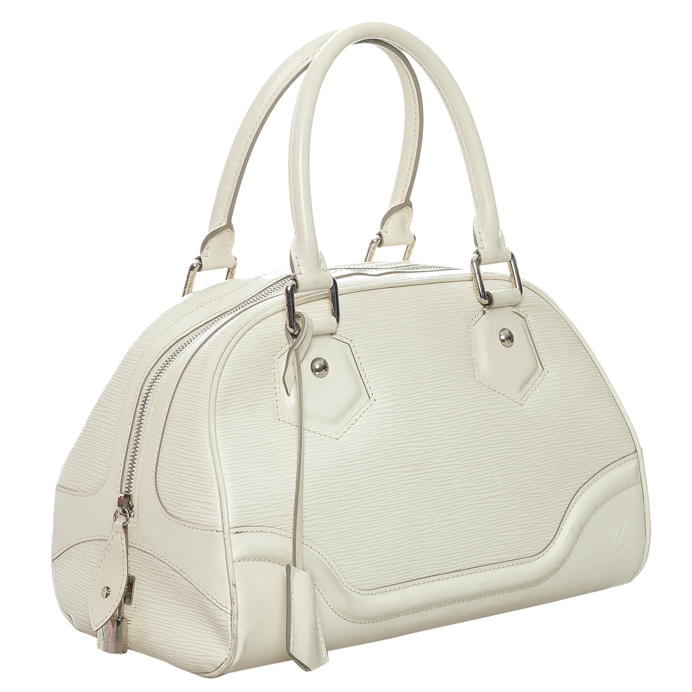 

Louis Vuitton White Epi Leather Bowling Montaigne PM Bag