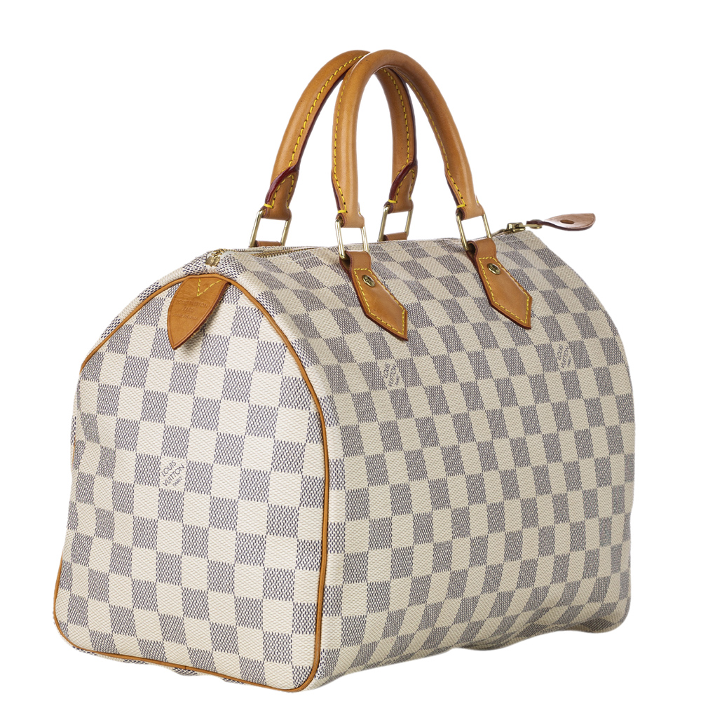 

Louis Vuitton White Damier Azur Canvas Speedy 30 Satchel Bag