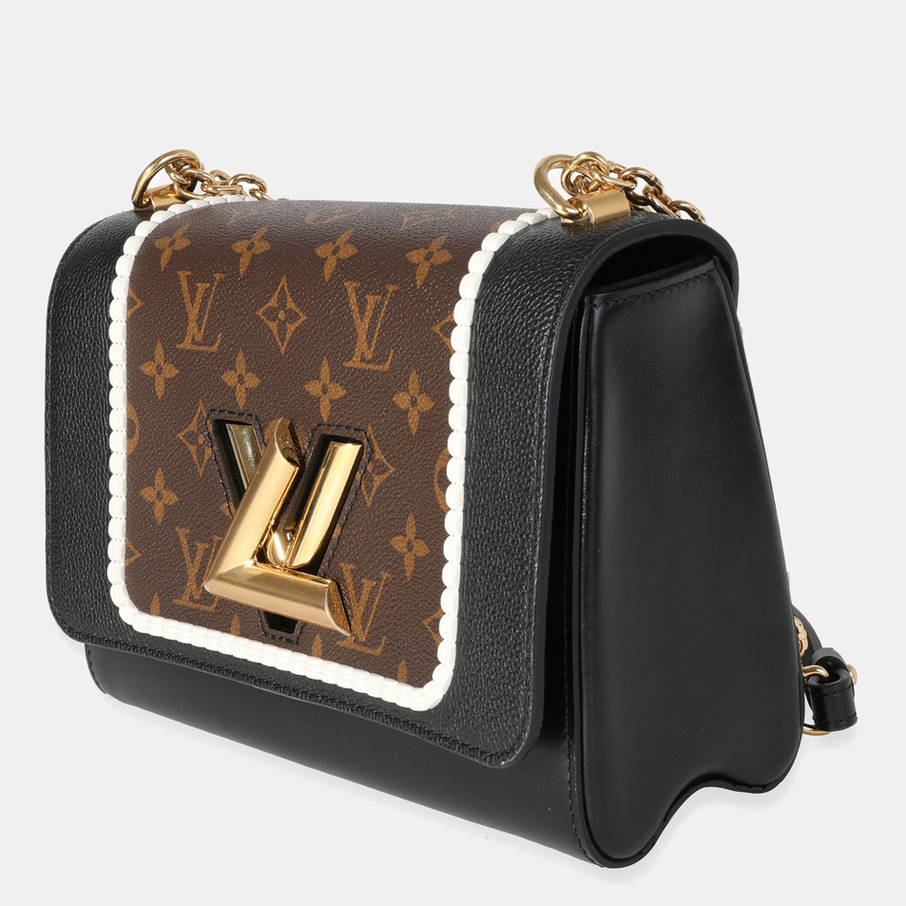 

Louis Vuitton Black Leather Monogram Canvas Braided Twist MM Bag