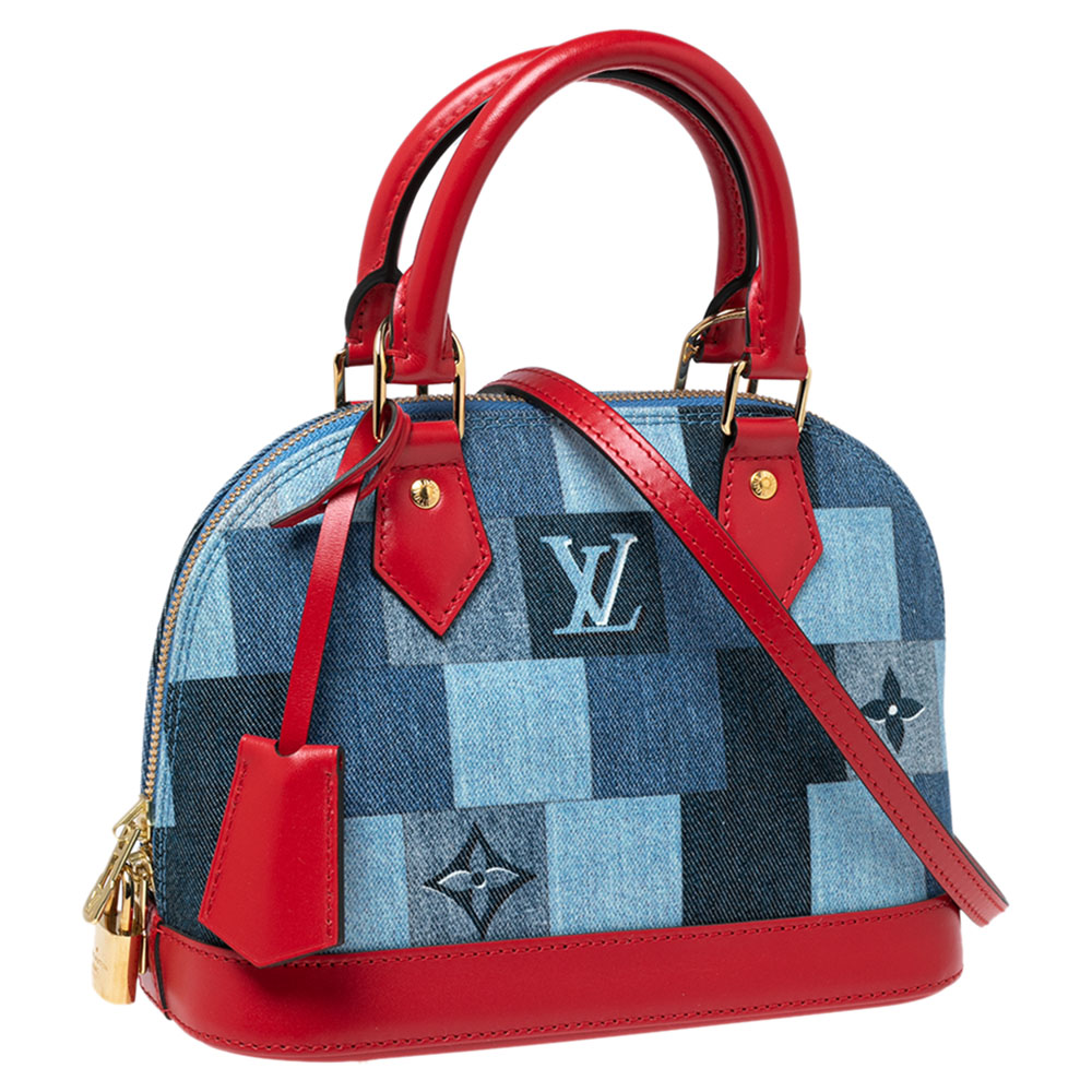 Louis Vuitton Blue & Red Leather Tag Bag Charm QJJ04H2OMB013