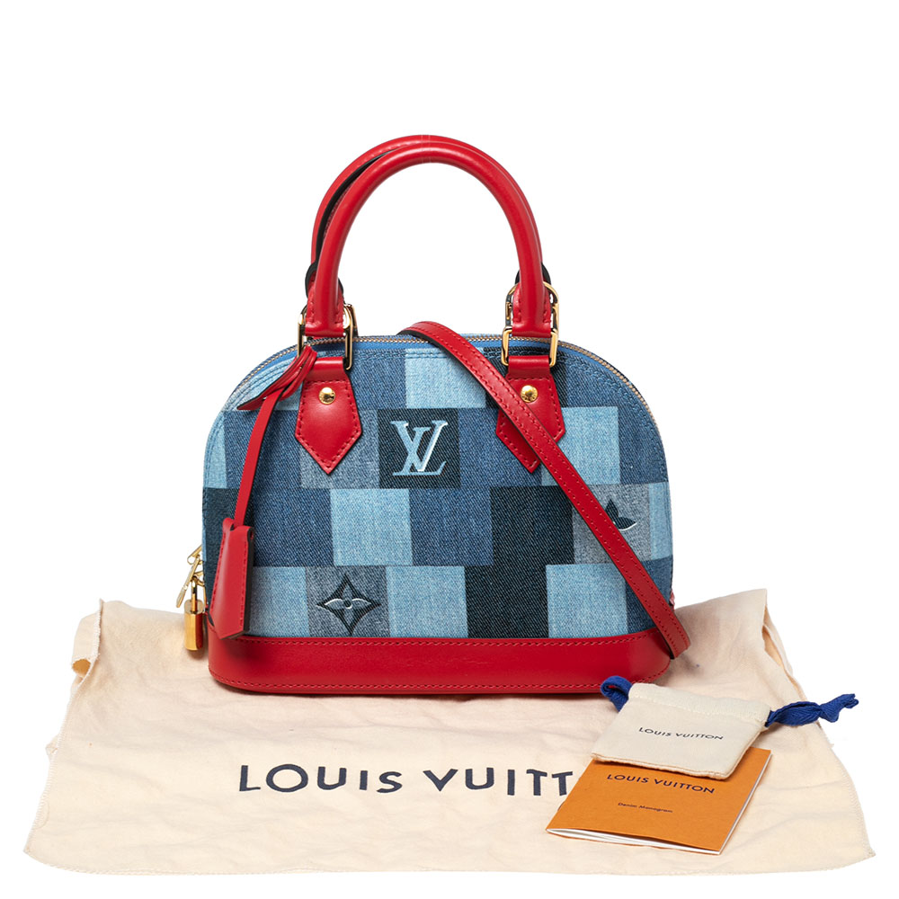 Louis Vuitton Blue/Red Denim Monogram Check Alma BB Bag Louis Vuitton