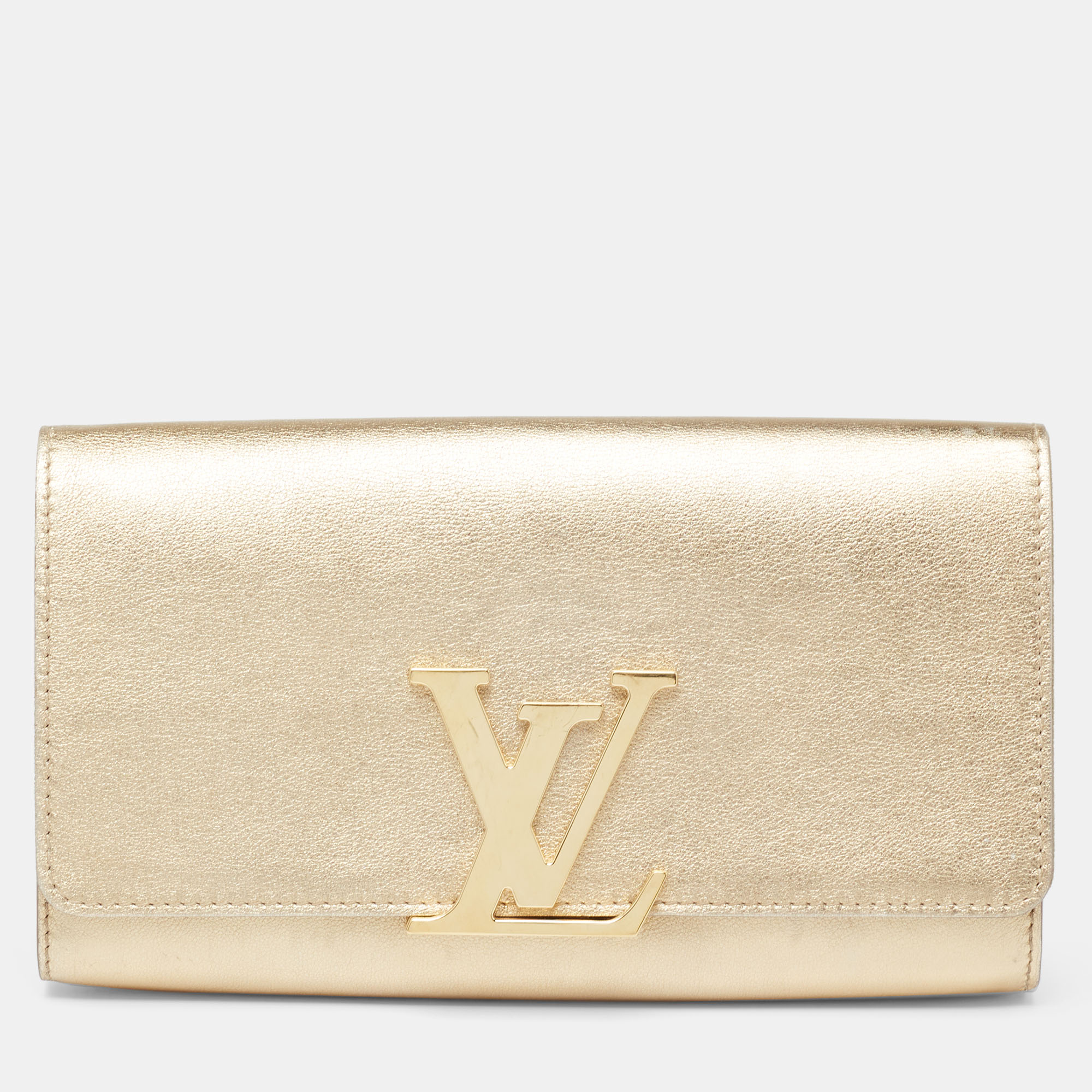 Louis Vuitton Gold Leather Louise Clutch Louis Vuitton | The Luxury Closet