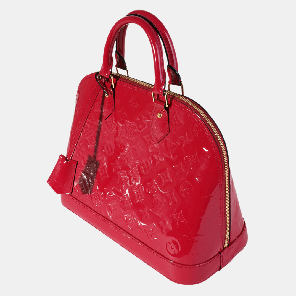 

Louis Vuitton Red Monogram Leather Vernis Alma PM Satchel Bag