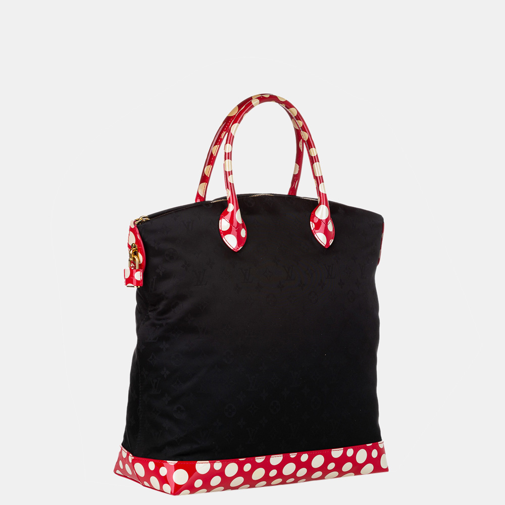 

Louis Vuitton Red/Black Nylon Fabric Monogram Lockit Vertical Yayoi Kusama Dots Infinity MM Top Handle Bag