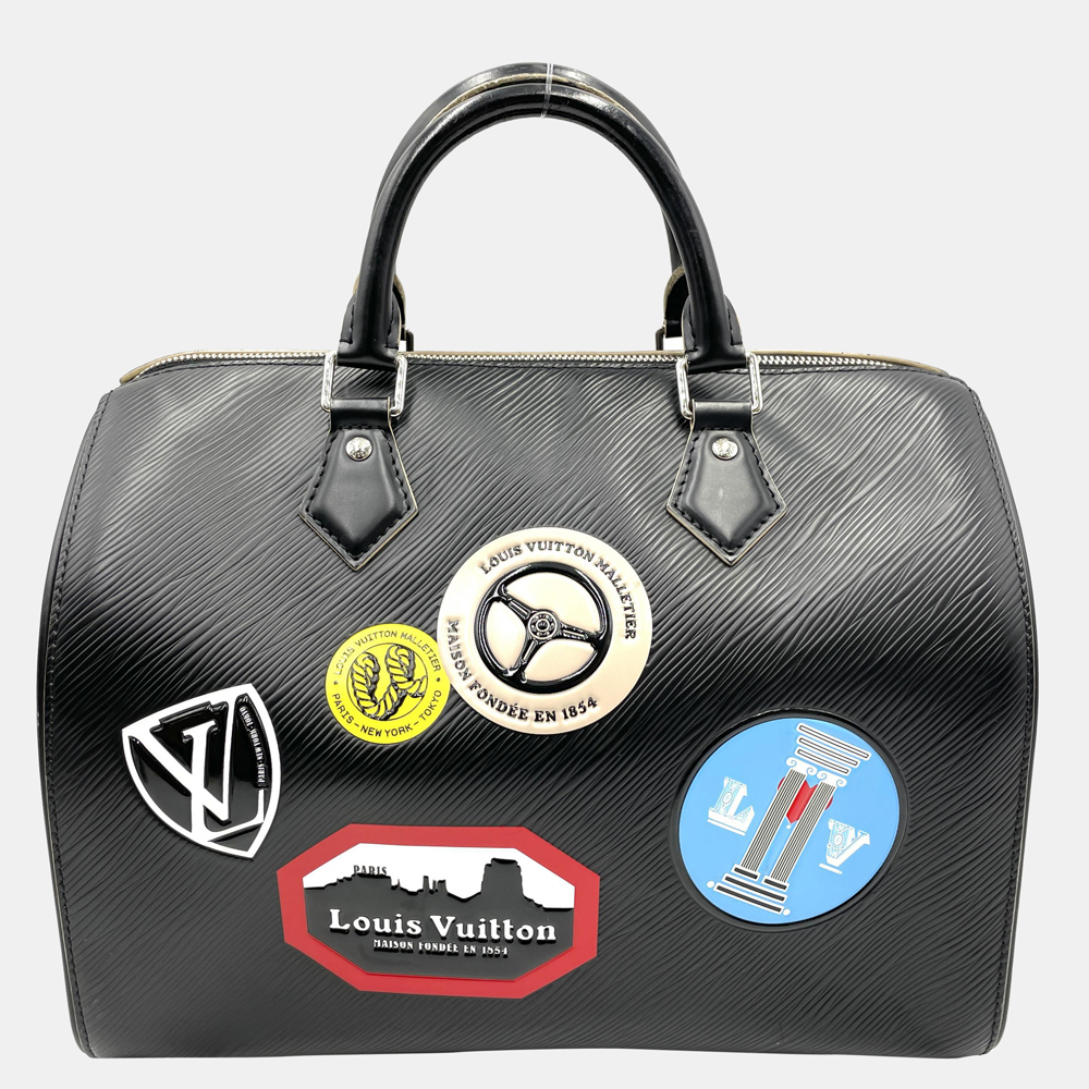 

Louis Vuitton Black Epi Leather Speedy 30 Patches Bag