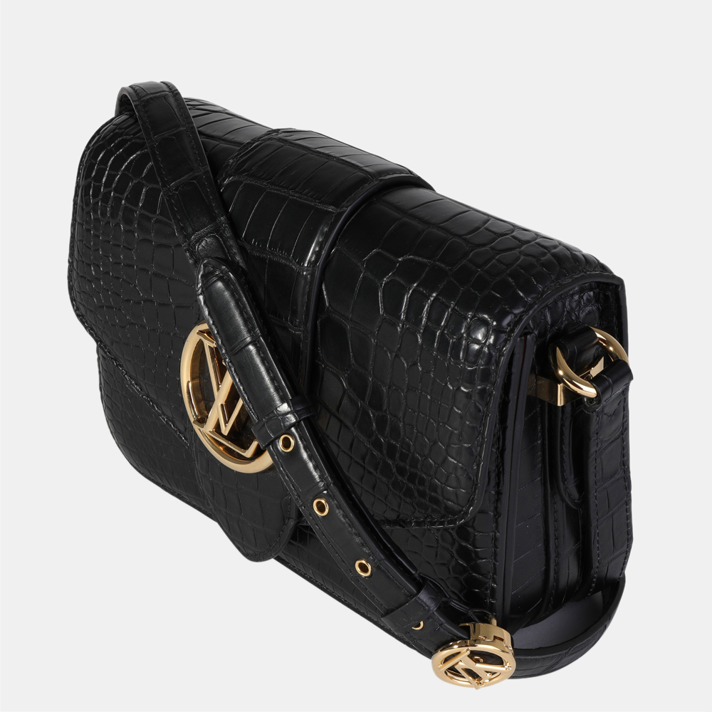 

Louis Vuitton Black Matte Alligator Leather Pont 9 Shoulder Bag