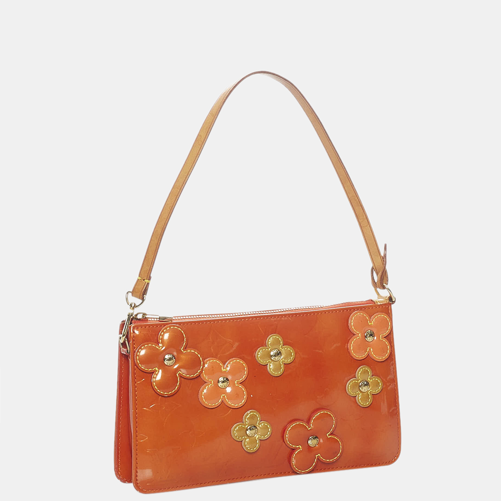 

Louis Vuitton Orange Vernis Lexington Fleurs Pochette