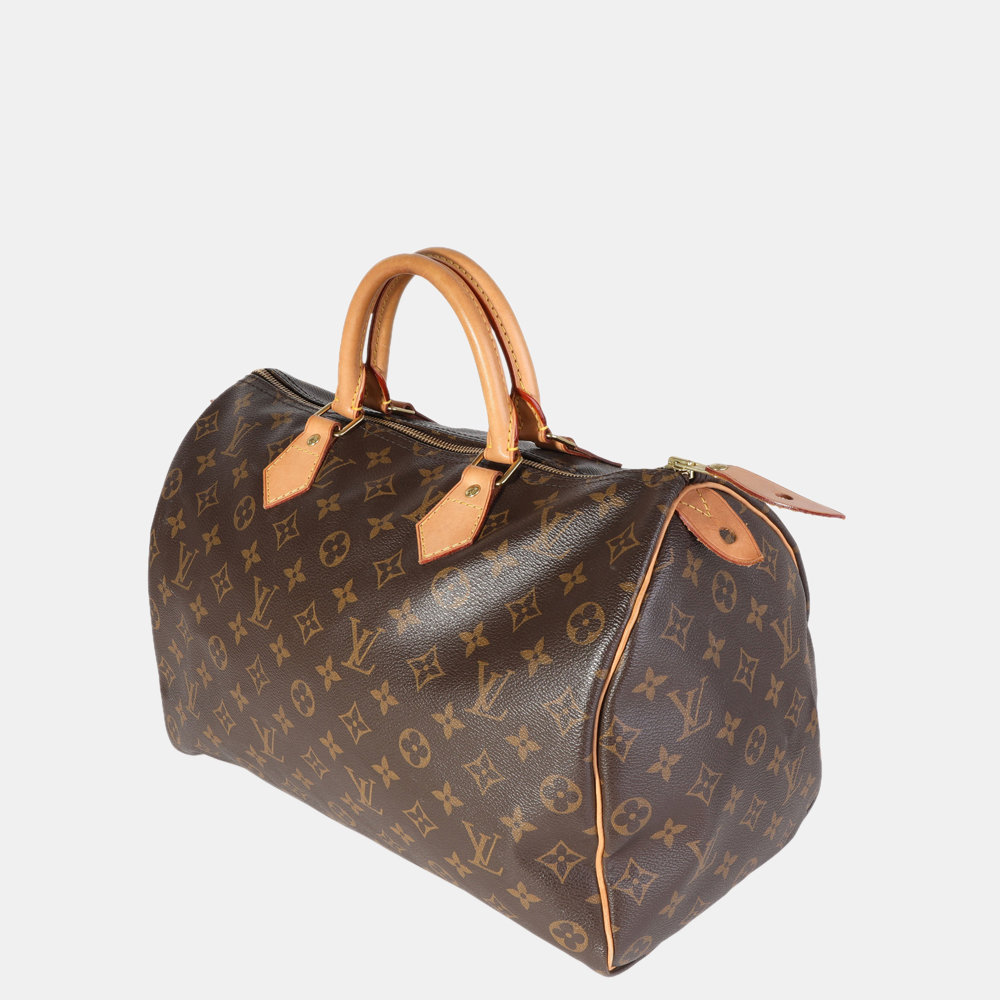 

Louis Vuitton Brown Monogram Canvas Speedy 35 Satchel Bag