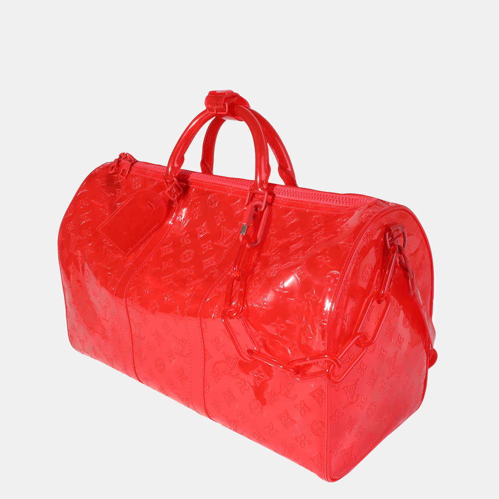 

Louis Vuitton x Virgil Abloh Red Monogram PVC Keepall Bandouliere 50 Bag