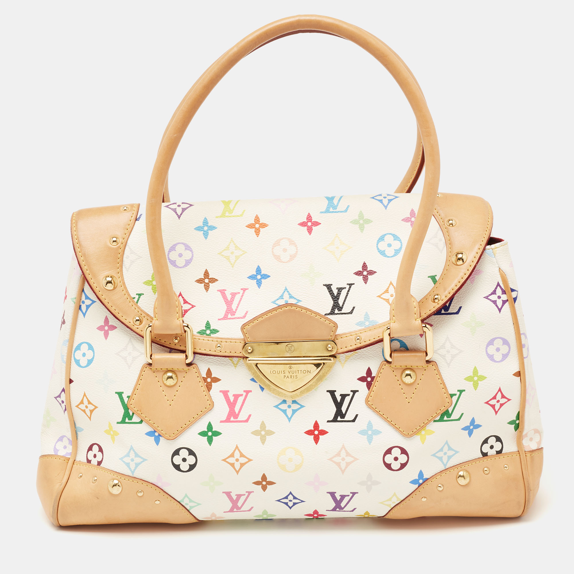 Pre Owned Louis Vuitton White Monogram Multicolore Canvas Beverly Gm Bag Modesens