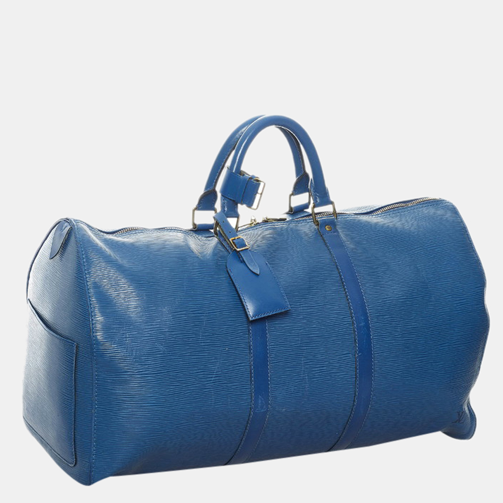 

Louis Vuitton Blue Epi Leather Keepall 50 Bag