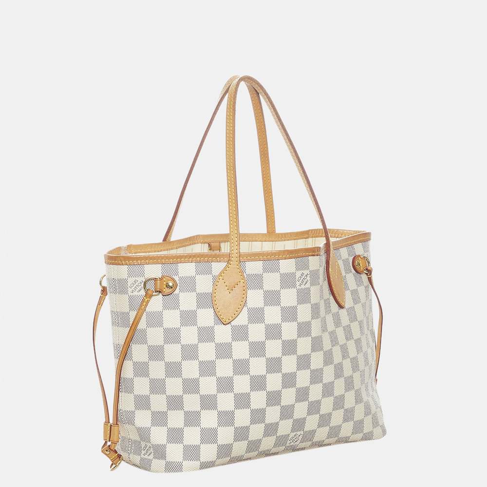 

Louis Vuitton White Damier Azur Neverfull PM, Blue