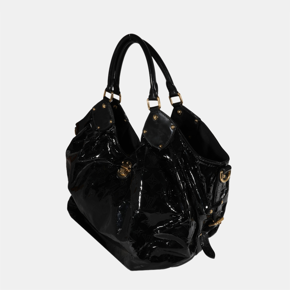 

Louis Vuitton Black Patent Leather Mahina Surya  Hobo Bag