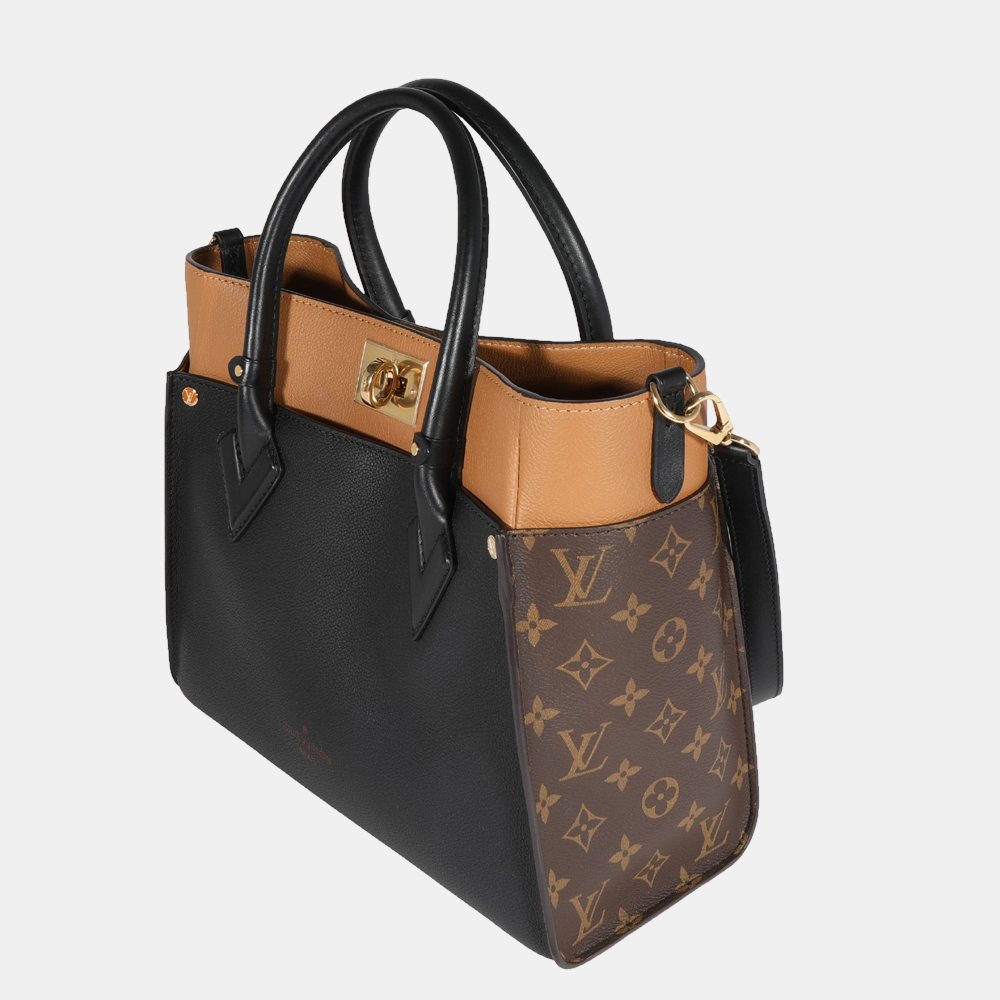 

Louis Vuitton Monogram Canvas Black Calfskin Leather On My Side MM Tote Bag