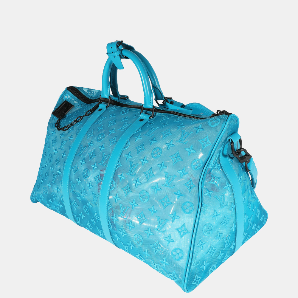 

Louis Vuitton Blue Monogram Mesh Triangle Keepall Bandouliere 50 Suitcase Bag