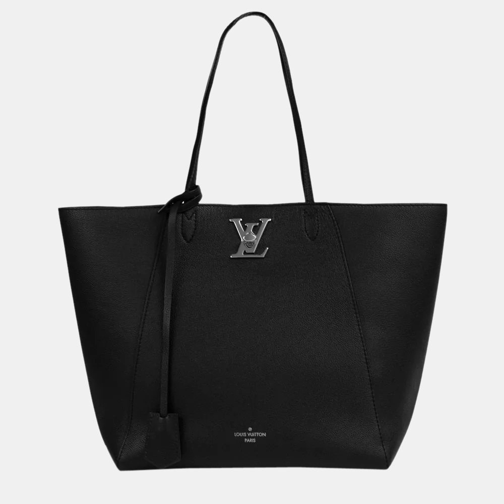 Preowned Louis Vuitton Cabas Lock Me Tote Bag In Black Leather ModeSens
