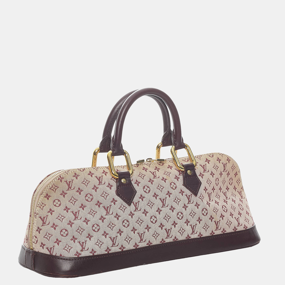 

Louis Vuitton Brown/Red Monogram Mini Lin Alma Long