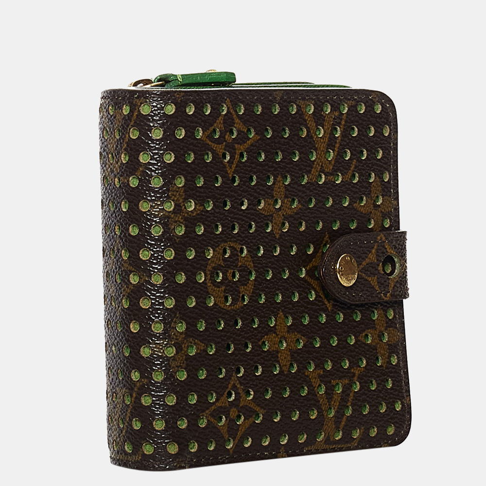 

Louis Vuitton Brown/Green Monogram Perforated Compact Zipped Wallet