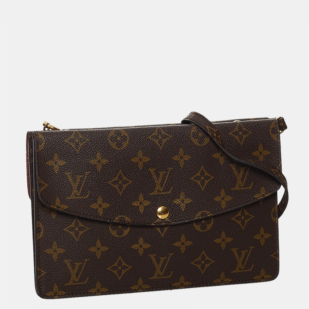 

Louis Vuitton Brown Monogram Double Rabat Pochette