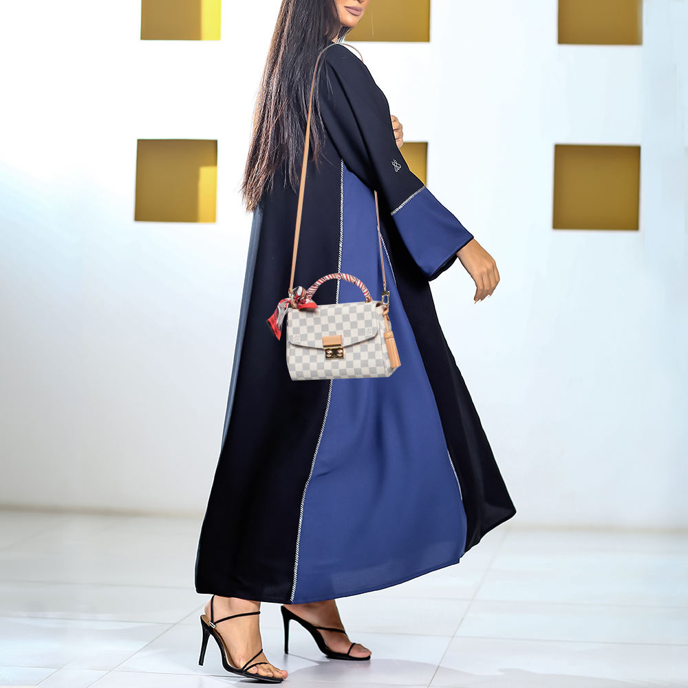 

Louis Vuitton Damier Azur Canvas And Leather Croisette Bag, Beige