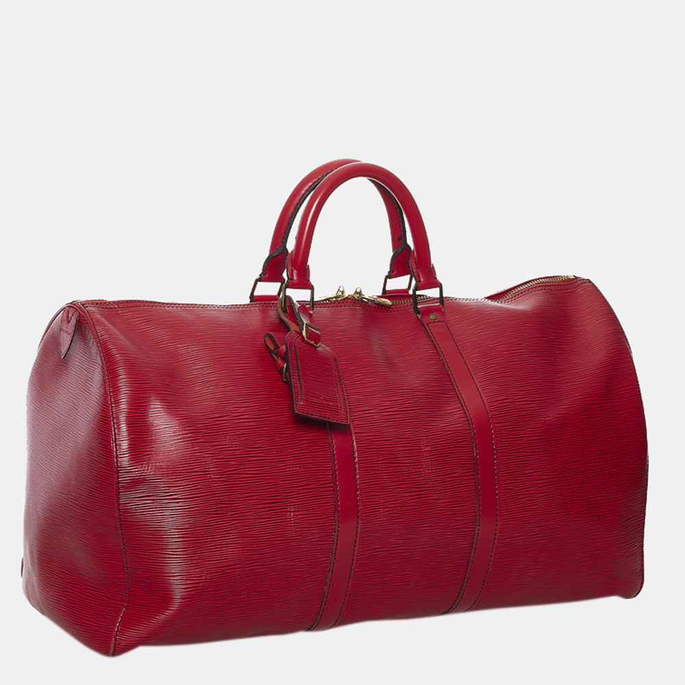 

Louis Vuitton Red Epi Leather Keepall 50 Bag