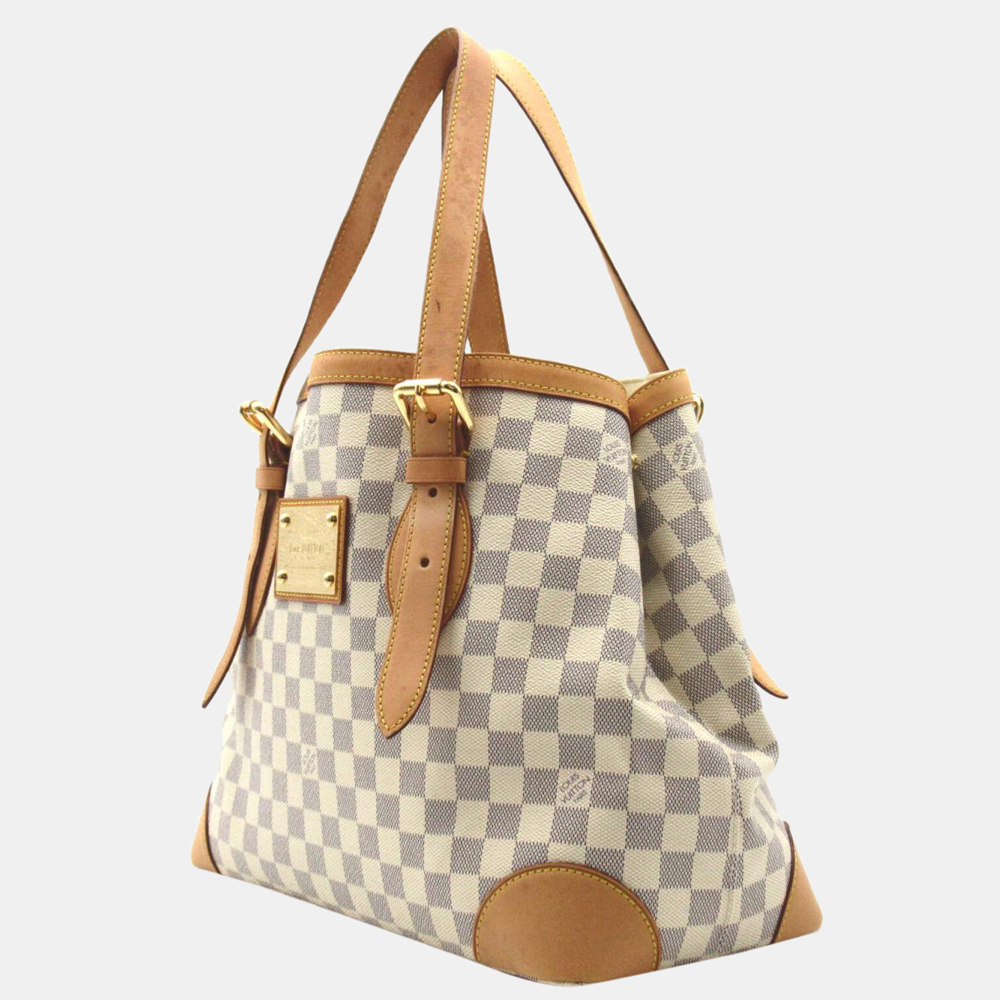 

Louis Vuitton White Canvas Damier Azur Hampstead MM Tote Bag, Blue