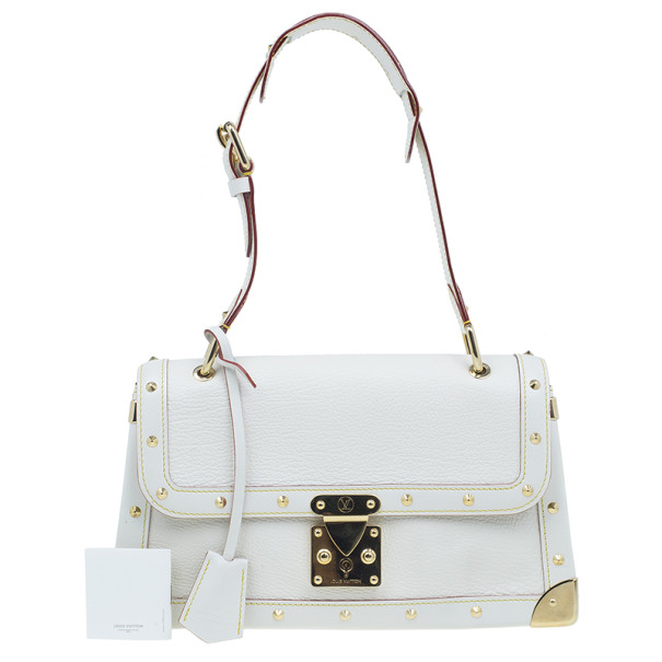 Louis Vuitton White Suhali Leather L'aimable Moka Bag . Very Good