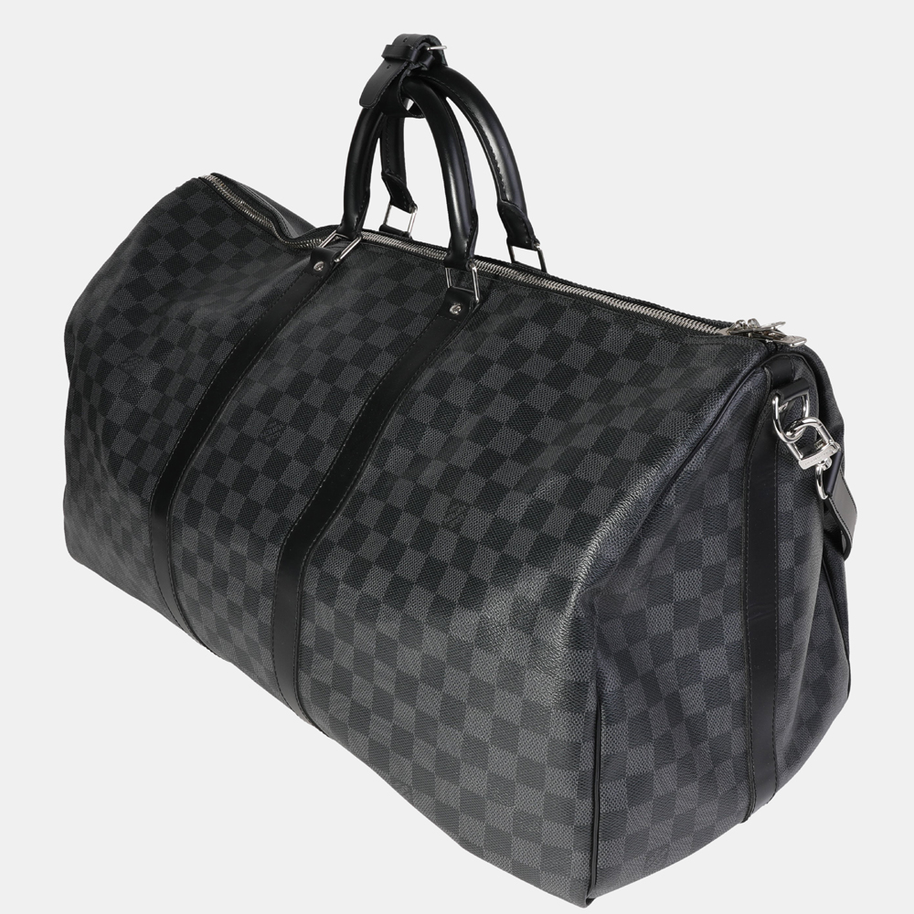 

Louis Vuitton Graphite Damier Ebene Canvas Keepall Bandouliêre 55 Bag, Grey