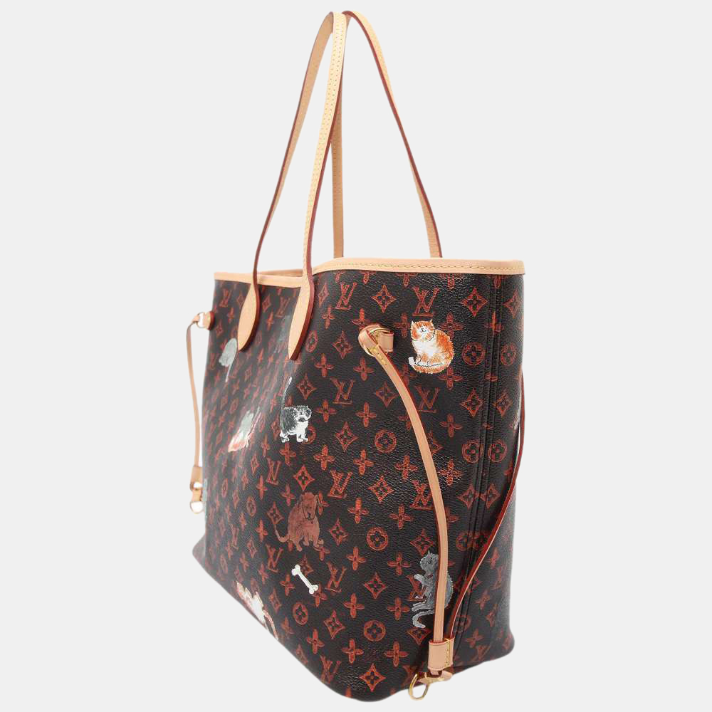 

Louis Vuitton Black/Red Monogram Canvas x Grace Coddington Catogram Neverfull MM Tote Bag