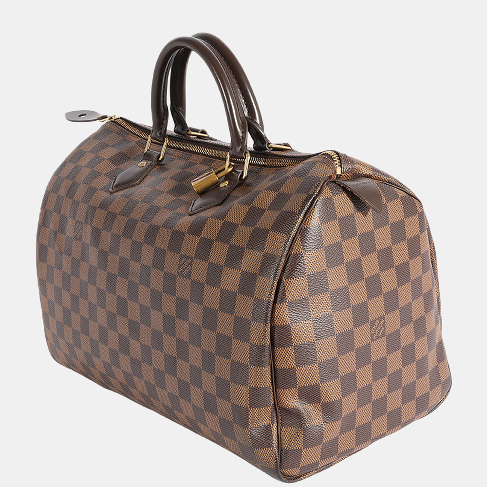 

Louis Vuitton Brown Damier Ebene Canvas Speedy 35 Satchel Bag