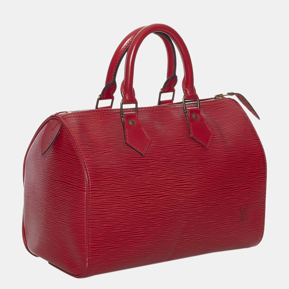 

Louis Vuitton Red Epi Speedy 25 Bag