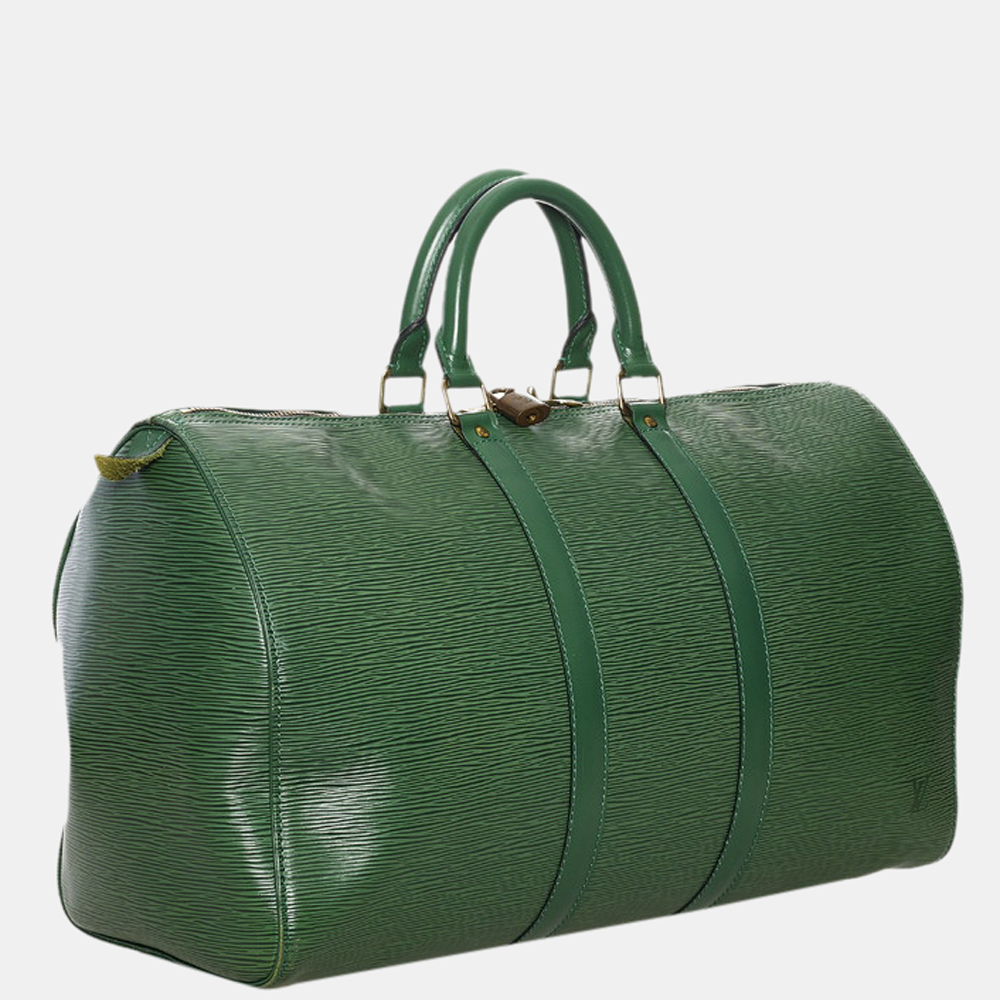 

Louis Vuitton Green Leather Epi Keepall 45 Duffel Bag