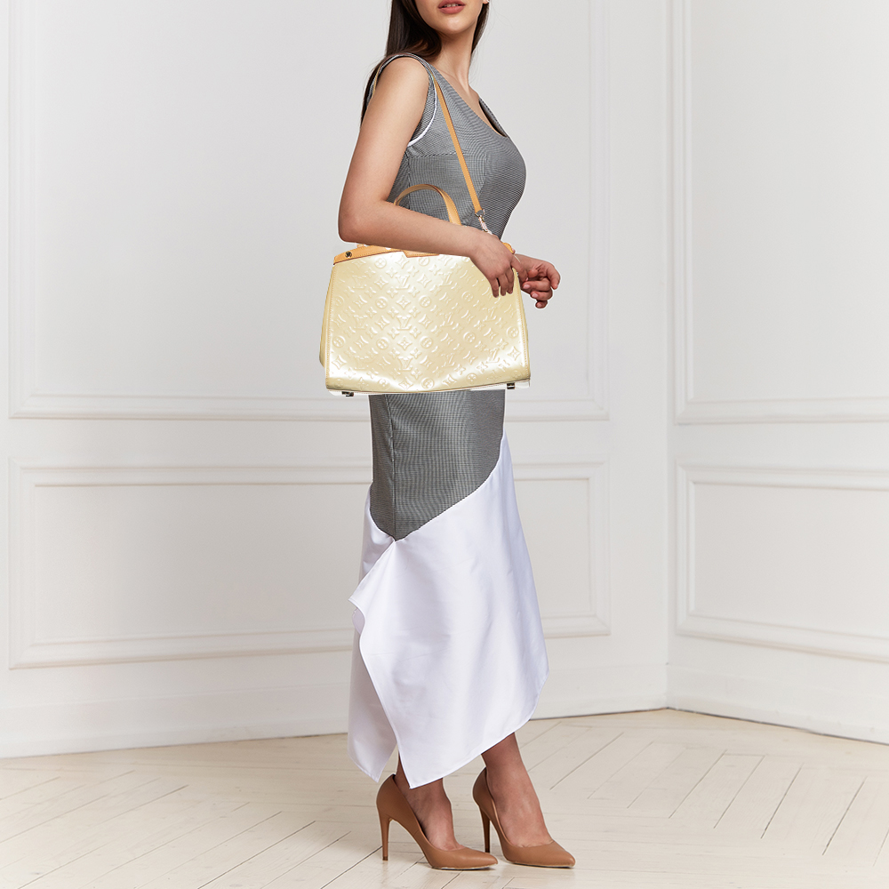 

Louis Vuitton Blanc Corail Monogram Vernis Brea GM Bag, Cream