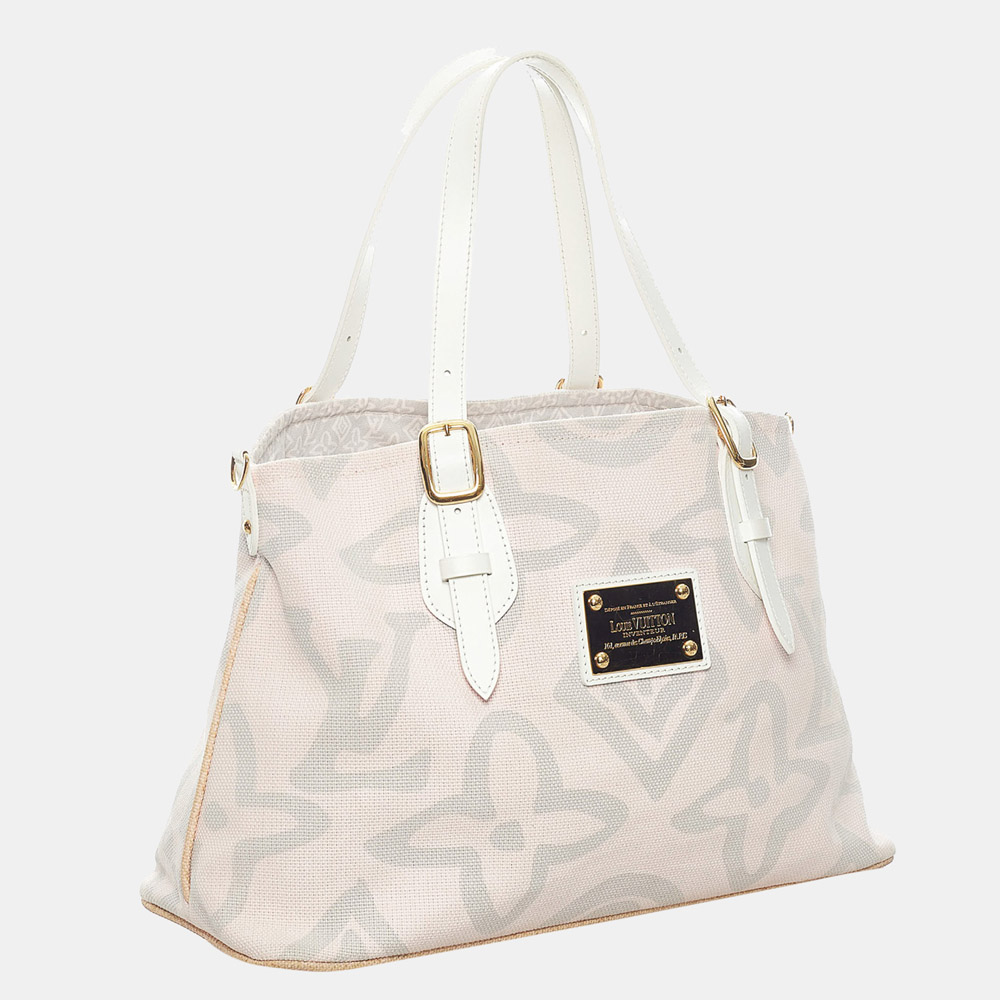 

Louis Vuitton Pink/White Tahitienne Cabas PM