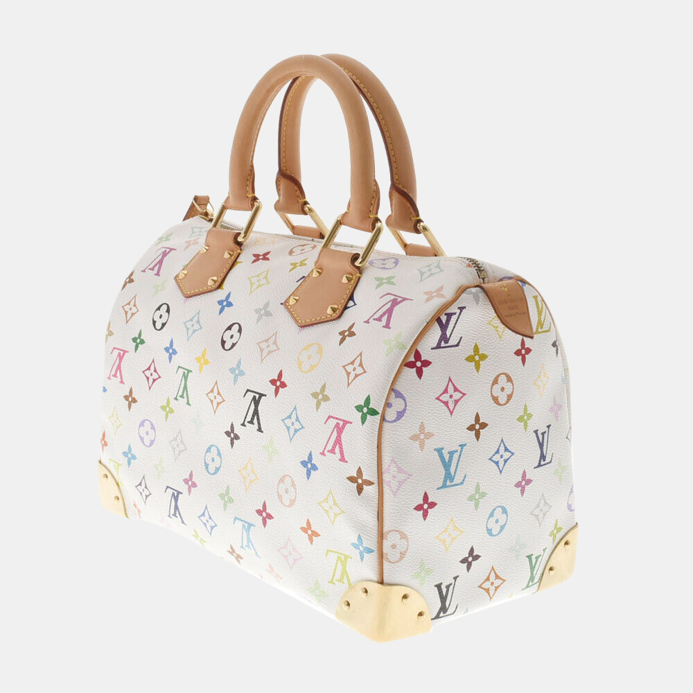 

Louis Vuitton White Monogram Multi Canvas Speedy 30 Satchel Bag