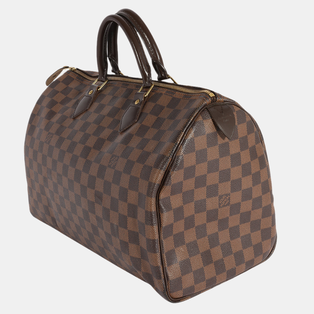 

Louis Vuitton Brown Damier Ebene Canvas Speedy 35 Satchel Bag