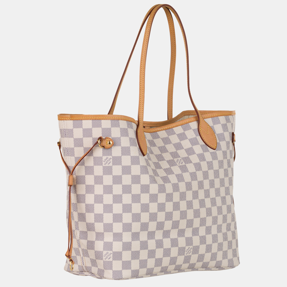 

Louis Vuitton White/Blue Damier Azur Neverfull MM