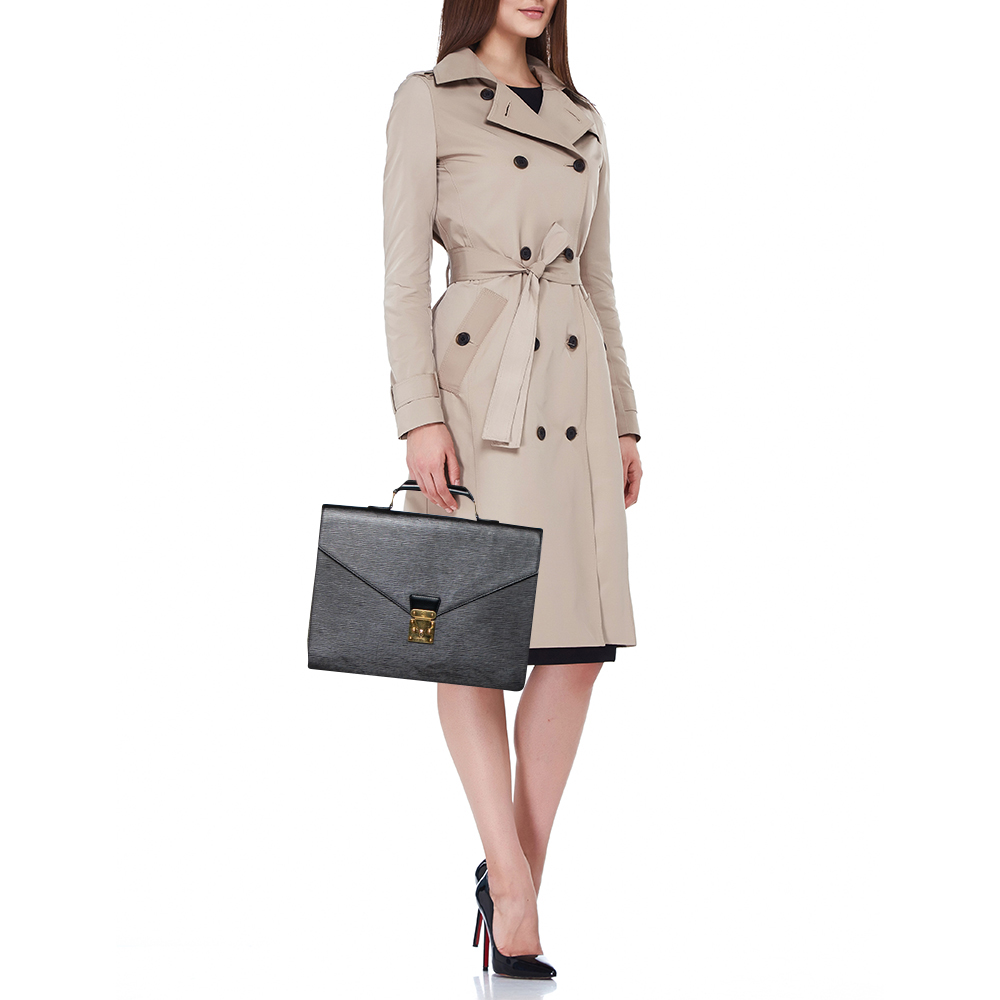 

Louis Vuitton Black Epi Leather Serviette Conseiller Business Briefcase