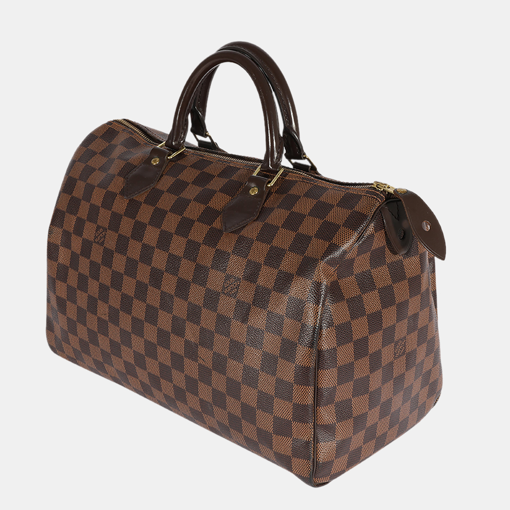 

Louis Vuitton Brown Damier Ebene Canvas Speedy 35 Satchel Bag