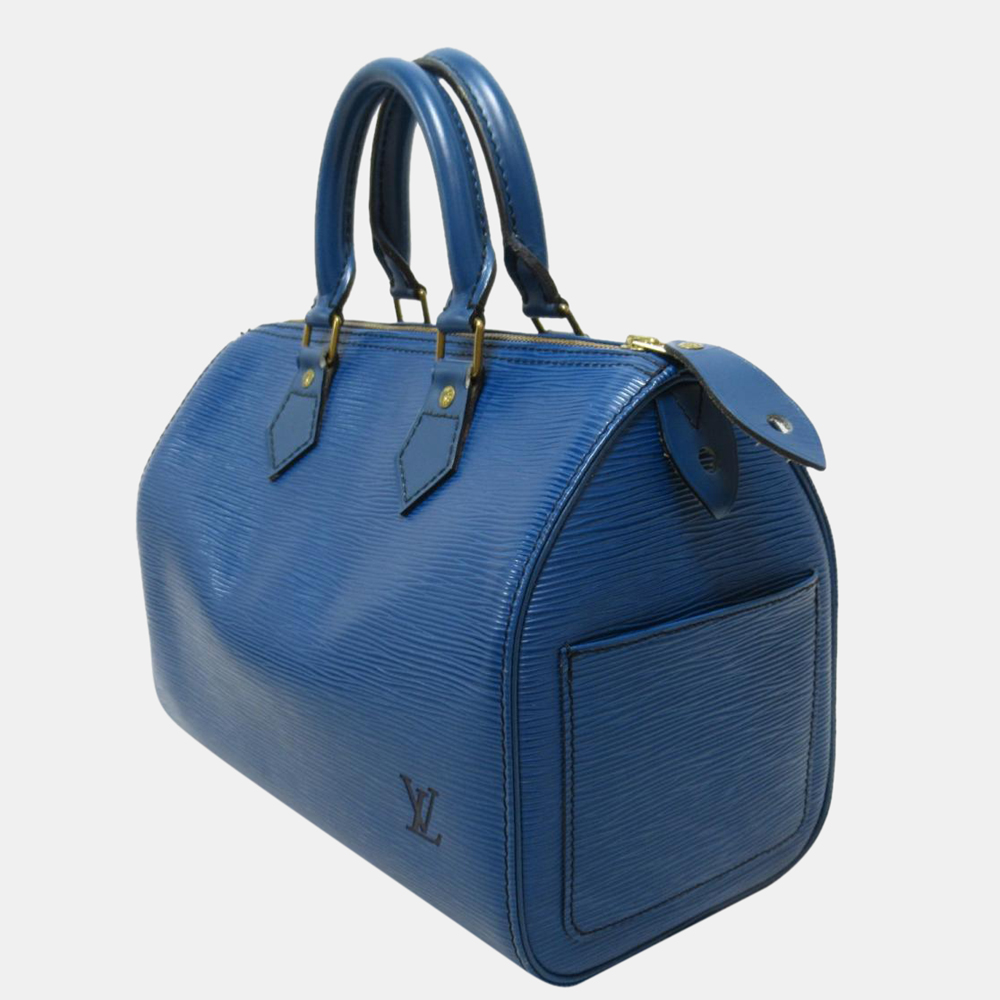 

Louis Vuitton Blue Epi Speedy 25 Bag