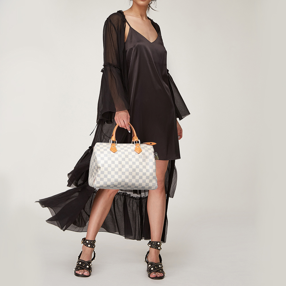 

Louis Vuitton Damier Azur Canvas Speedy 30 Bag, White