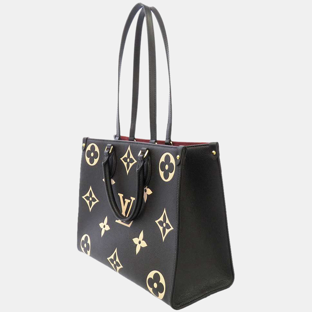

Louis Vuitton Black/Beige Monogram Empreinte Leather Onthego MM Tote Bag
