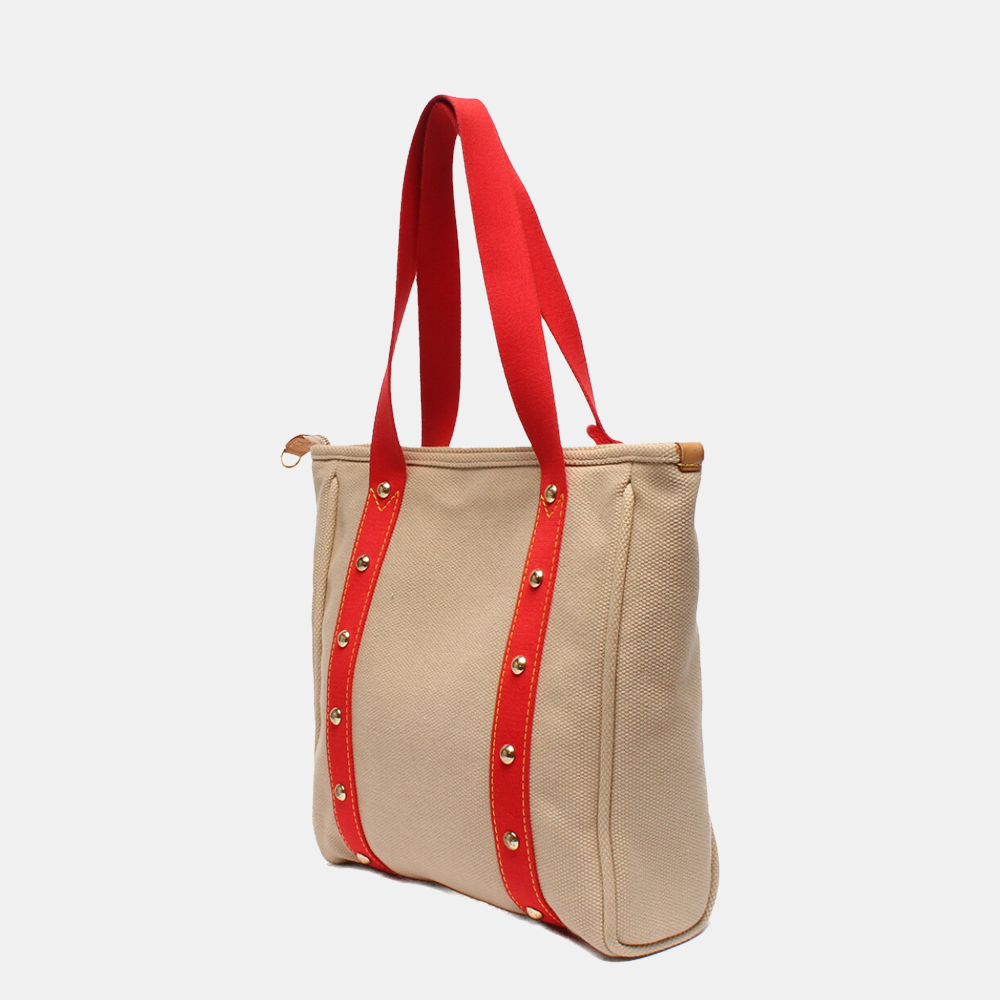 

Louis Vuitton Brown/Red Antigua MM Tote Bag, Beige