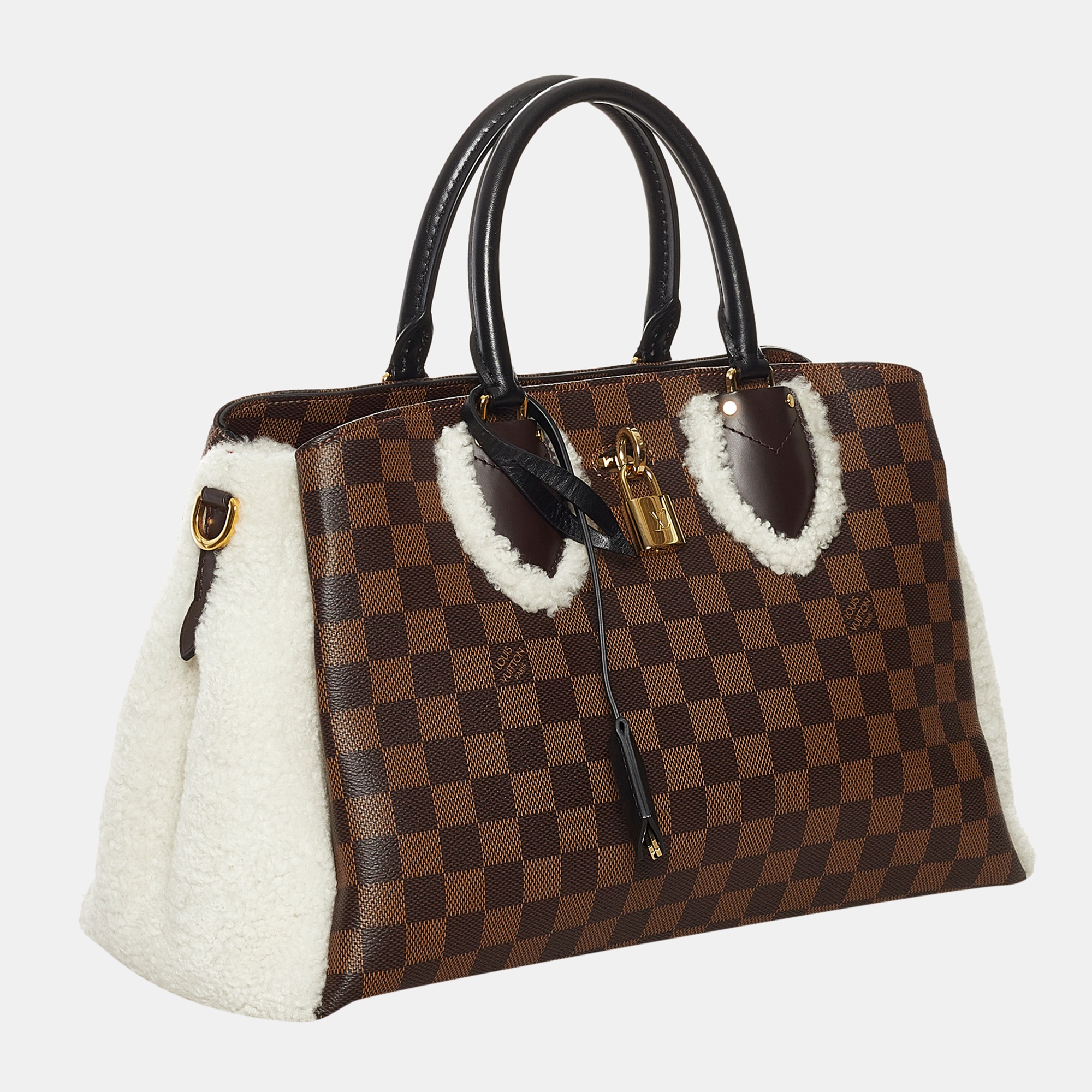 

Louis Vuitton Brown Damier Ebene Shearling Normandy