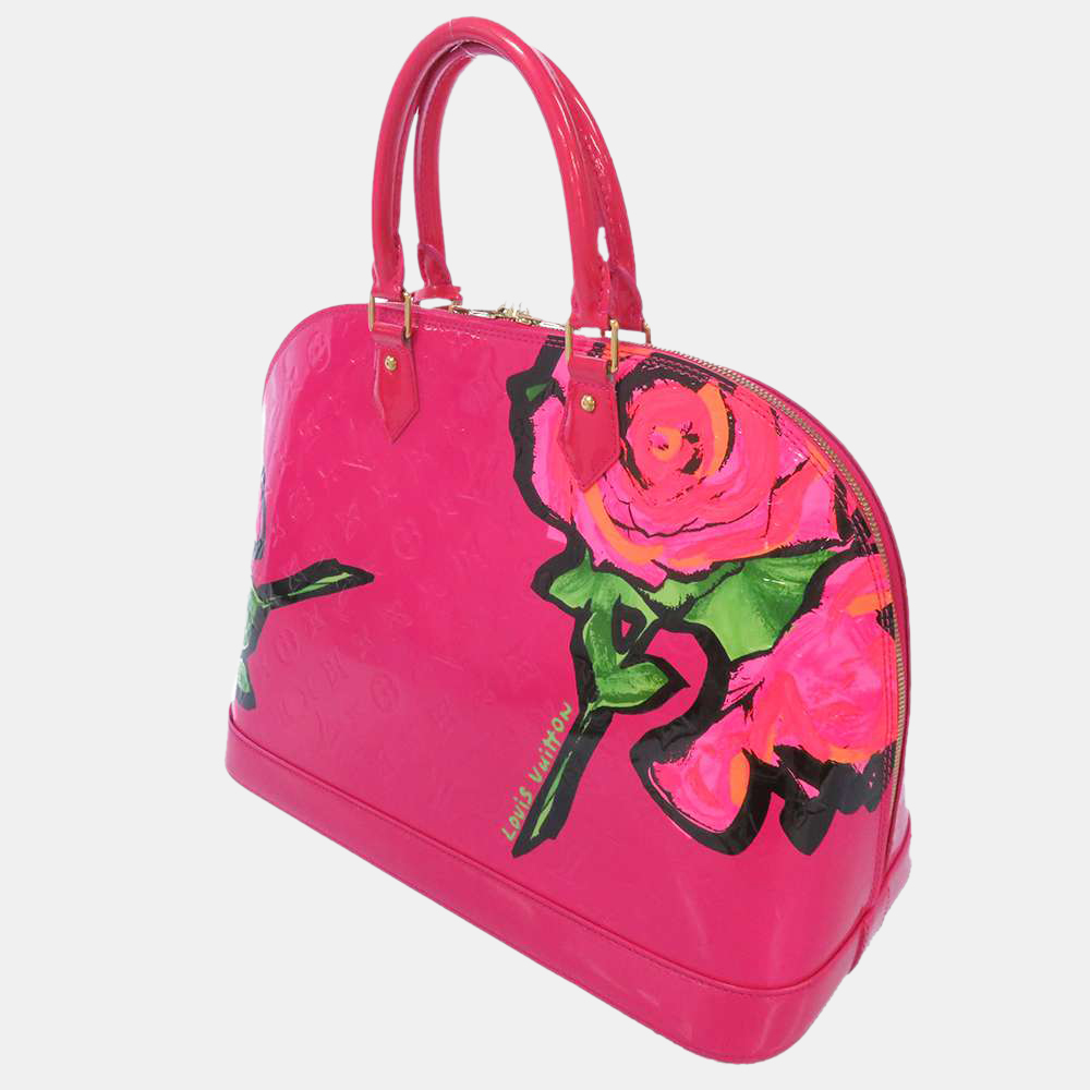 

Louis Vuitton Pink Patent Leather Roses Alma MM